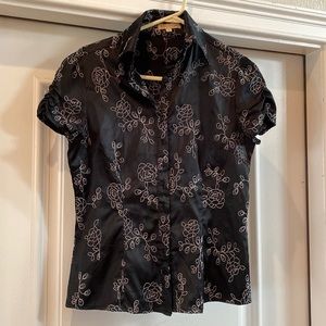 Floral Stitched Silk Blouse